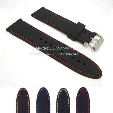 18 20 22 24mm Textured Stitch Silicone Rubber Watch Band Strap