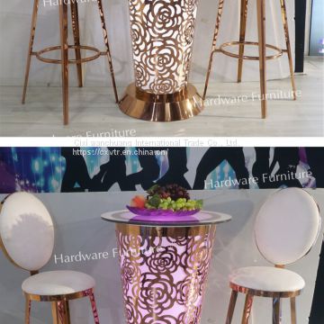 Gold stainless steel bar table