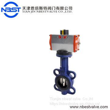 low price DN100 wafer connection 4inch pneumatic ductile iron butterfly valve