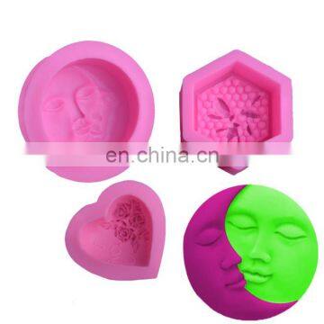 Creative diamond DIY silicone mold with love and moon face shape for handmade soap beeswax and baking