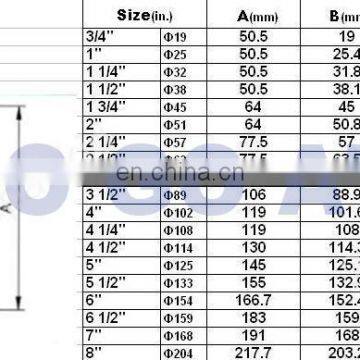 A Set of 38 mm Pipe O/D Sanitary 5-1/2 " 316 Stainless Steel Pipe Stainless Tube Sizes Stainless Steel Flanged Tee