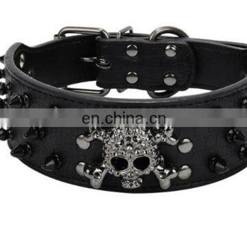 Black Skull Rivet Pet PU Collar Leather Leash Training Dog Rope Pet Neck Chain Pet Supplies photo-4