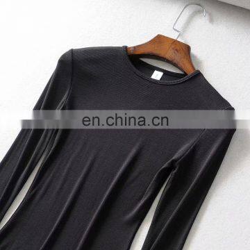 Custom Logo Women Autumn Winter Under Wear Long Sleeve Crew Neck Ribbed Knitted Fabric Outfit Bodysuit photo-4