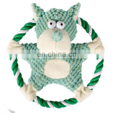 Hot sale cute design empty boby squeaky with cotton rope plush toy