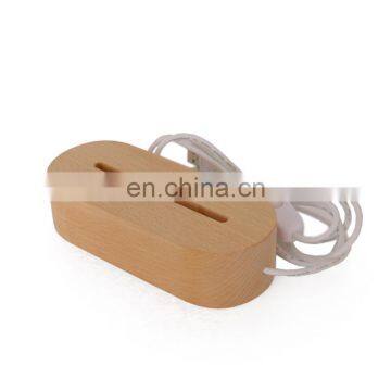 3D Lamp Wood Base Oval Wood Shape Led Night Light Base