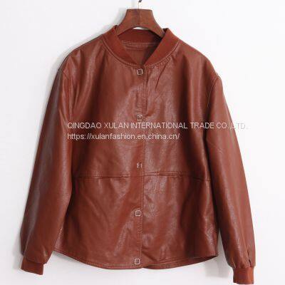 HOT SALE 2021 NEW FASHION LADIES FAUX ECO PU LEATHER LEISURE JACKET