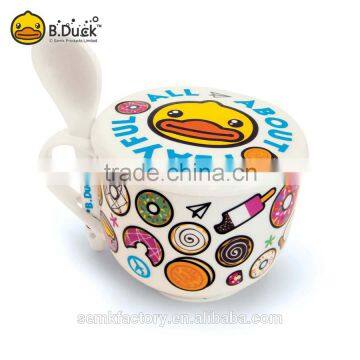 Custom design ceramic cookware bowl & spoon set for promotional gifts
