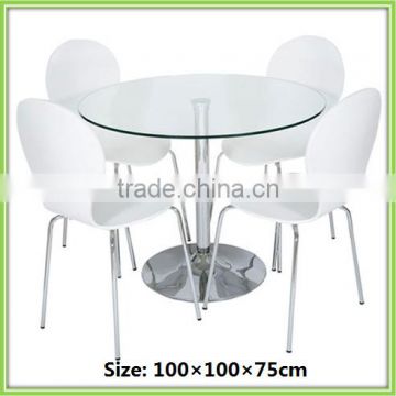 Tempered Glass Metal Frame Round Cheap 4 Seater Dining Set