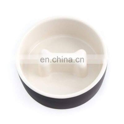 custom logo cute cheap personalized design outdoor modern ceramic slow food dog eating water cats dogs bowl