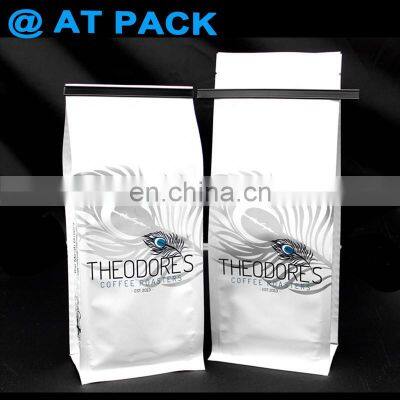 Custom Printed 12oz Flat Bottom Recyclable Coffee Bags Coffee Pouch With Valve and Tin Tie