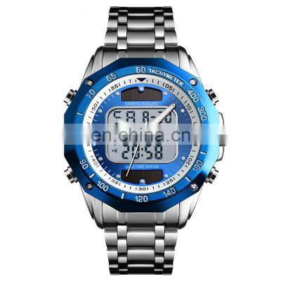 SKMEI brand 1493 solar powered digital watch with stainless steel band