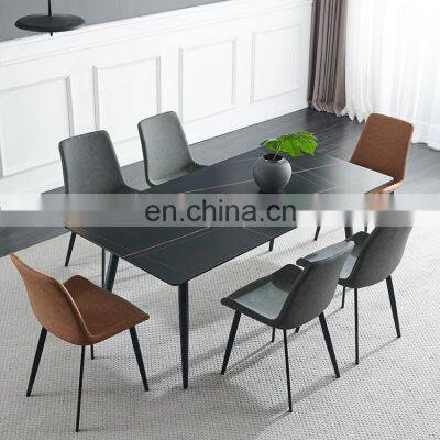 Marble Dining Room Set Chair Metal Modern Luxury Home Dinning New Household Rectangular Marble Tables Sets Dining Room Furniture