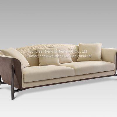 Concise modern luxury LS2806-26 genuine leather upholstery livingroom sofa