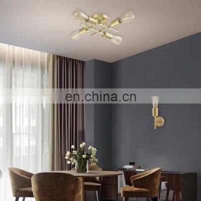 HUAYI Factory Wholesale 60w Gold Modern Iron Hotel Living Room Home Hotel Indoor Wall Lights