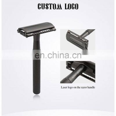 Mens Good Quality Metal Double Edge Blade Shaing Set Private Label Shaving Safety Razor and Stand photo-4