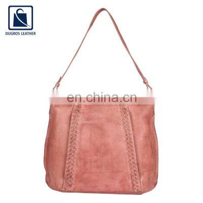 Vintage Look Silver Antique Fitting Zipper Closure Type Luxury Women Genuine Leather Handbag from Indian Supplier