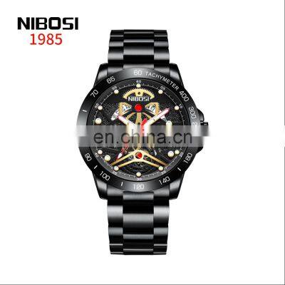 2020 NIBOSI 3D Skull Men Watch Brand Luxury Steel Quartz Men Watches Waterproof Retro Fashion Gold Black Clock Relogio