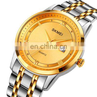 Hot Selling Skmei 1870 Brand Men Wrist Watch Quartz Movement Luxury Gold Stainless Steel Strap