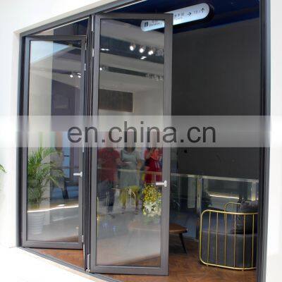 Apartment Aluminum Profile French Bifold Many Panels Accordion Metal Frame Modern Sound Proof Exterior Front Folding Glass Doors photo-2