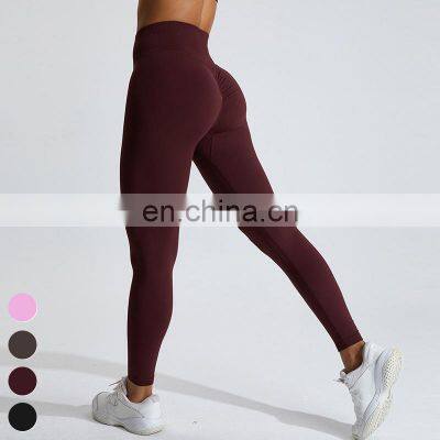Custom Peach Hip V-Arc Waisted Running Sports Leggings Scrunch Butt High Waist Fitness Pants Seamless Yoga Leggings For Women photo-5