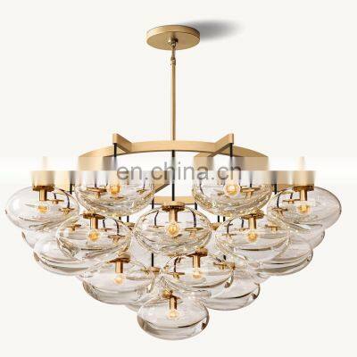 American Creative CABRETTE Clear Glass Round Chandelier For Living Room Bedroom Hotel Restaurant Decoration Large Led Chandelier