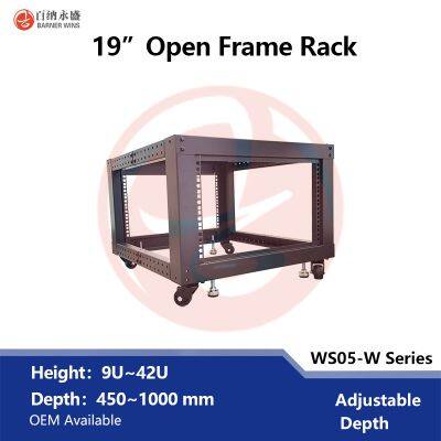 Factory Manufacturing Steel 19 Inch 4-Post Open Network Racks Wholesale OEM WS05-W 6U/12U/20U/32U Network Cabinets photo-4