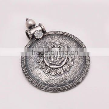 925 SOLID STERLING FINE SILVER OLD & ANTIQUE SILVER GOD GANESH PENDANT