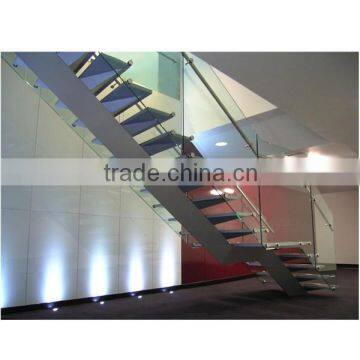 N119 Creater House Wood Glass Stairs, Manufacturer Customied Glass Staircase, Hot Sale Straight Floating Glass Wood Stairs Quality Choice photo-2