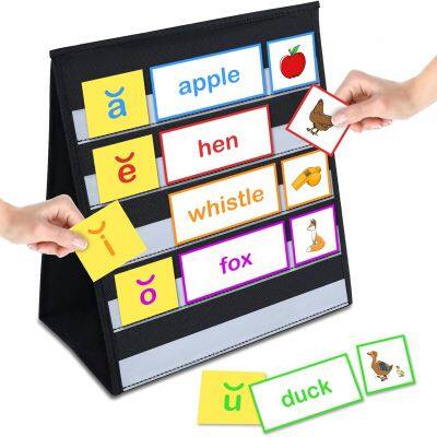 Tabletop Pocket Chart for Classroom, Small Double Sided Pocket Chart for Kids Learning at Home photo-2