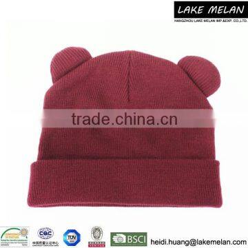 100% Acrylic Knitted Hat With Ear For AW 16