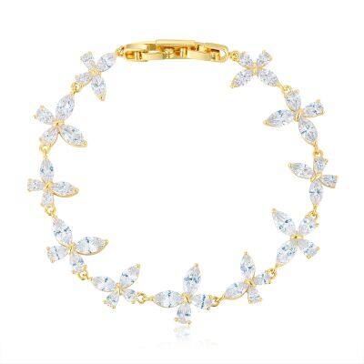 Fashion White Leaf Bracelets Bangles for Women Men Shinny Marquise Cut Cubic Zirconia Bridal Wedding Party Jewelry photo-5