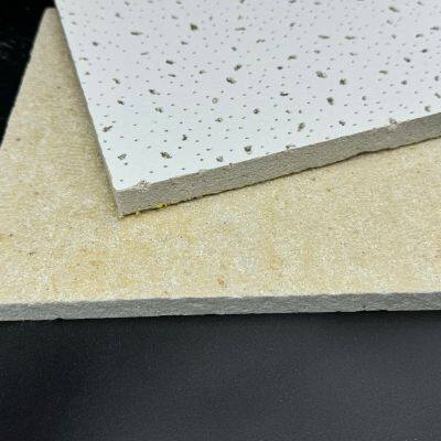 Square Mineral Fiber Acoustic Ceiling Panels with Wood Wool Design