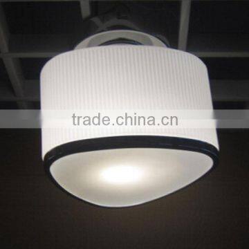 Opal vertical stripes glass with metal loop decorative ceiling lamp