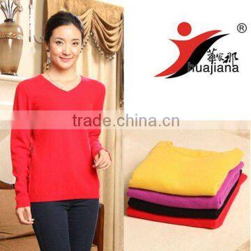 women 100% cashmere v neck sweater for winter