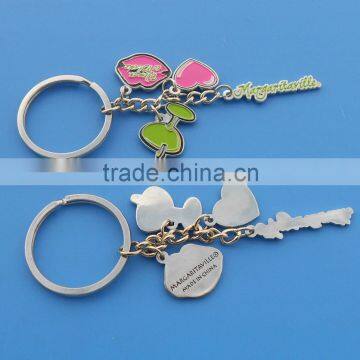 Promotional tourist custom glass cup/heart and lip pendant keyrings