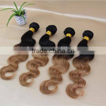 Grade 7a ombre Brazilian virgin hair packaging 100% remy human hair weave two tone color hair bundles