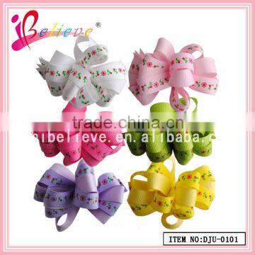 2015 Indian flower hair accessories curly ribbon bow hair barrette accessories for hair girls