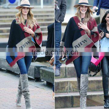 Wholesale New Winter Thicked Classical Assorted Color Plaid Jacquard Ladies Wool Poncho Quality Choice photo-5