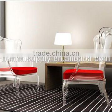 Acrylic dining or hotel chair with soft spongy cushion furniture