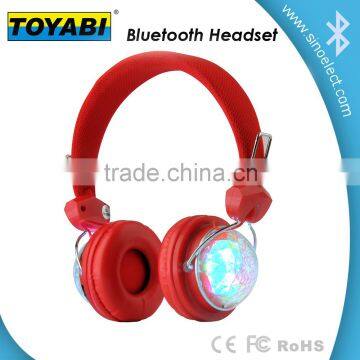 LED light Bluetooth headphone with FM and TF card play music function wireless headset