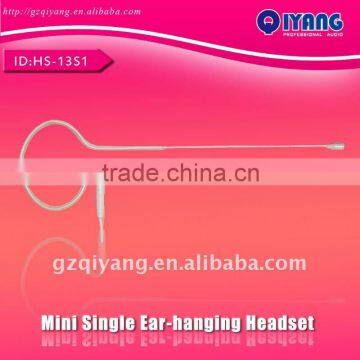 2014 New Model HS-13S1-L5A-S skin color mini single ear hanging headset microphone in omni-directional for body pack