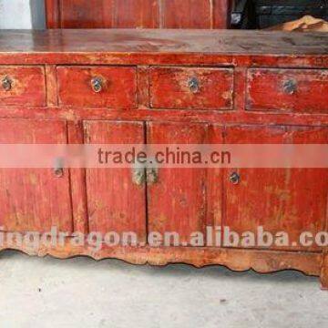 Chinese antique furniture pine wood red Four Door Four Drawer Cabinet