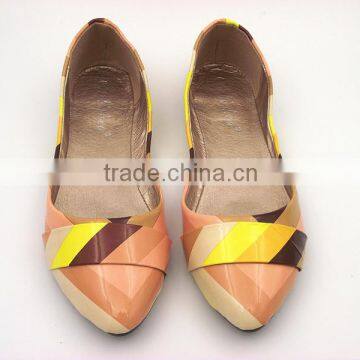 2016 Wholesale Factory Price Special Leather Multicolor Lady Flat Shoes in Stock photo-3