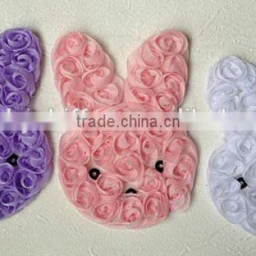 Wholesale 3" Shabby Easter Bunnies,Chiffon Bunnies Flower