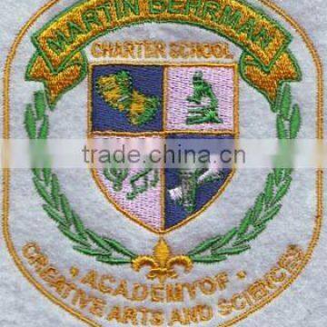 Fashion Design Custom shield shoulder laser cut embroidery felt patches,shield emblem patch