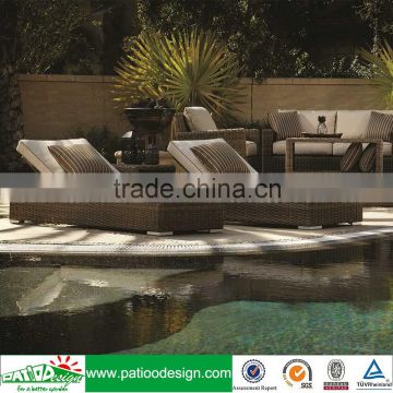 Outdoor garden rattan furniture elegant Large wicker chaise sun lounge set