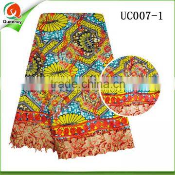 Ghana Kente Wax Hollandis Ankara Fabric With Cord Guipure Lace UC007-1 photo-2