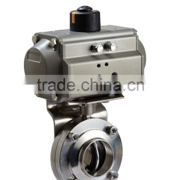 Pneumatic Sanitary Butterfly Valve with tri clamp connection and stainless steel body