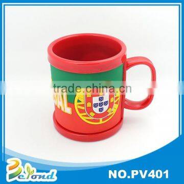 World cup souvenir embossed pvc tea cup