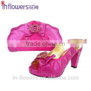 Wholesale high heel party use shoe and matching bag sets for lady